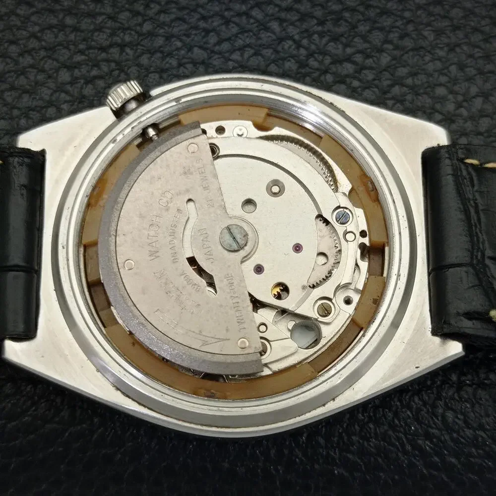 Vintage 1986 Citizen Automatic Mens Silver Watch W/daydate & Blue accents